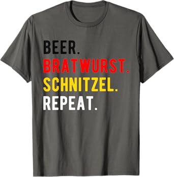 Oktoberfest Funny Beer Bratwurst Schnitzel Repeat T-Shirt
