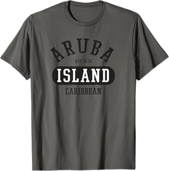 Retro Aruba Caribbean College Jersey Style Novelty Art T-Shirt