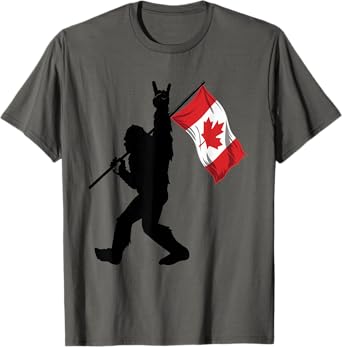 Vintage Canadian Flag BigFoot Rock'N Roll Funny Canada Day T-Shirt
