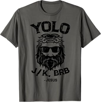 Easter Shirts Women Men Kids Children Easter Gift Yolo Jk Brb Jesus Funny Easter Day Ressurection Christians Unisex-Adults, Unisex-Kids T-Shirt Grey Classic Fit Short Sleeve