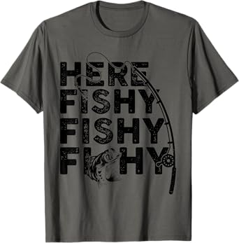 Here Fishy Funny Fishing Vintage Tee for Men and Angler T-Shirt