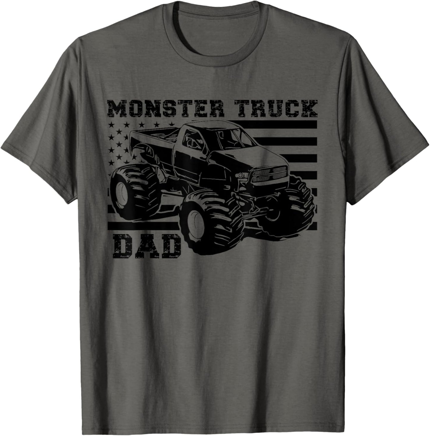 Patriotic Art Love USA Proud American Flag Monster Truck Dad T-Shirt