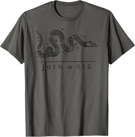 JOIN OR DIE SNAKE FRANKLIN INDEPENDENCE GADSDEN 1776 FLAG T-Shirt
