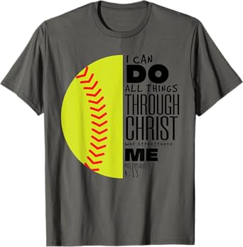 Philippians 4:13 Christian Softball Funny Bible Verse Gift T-Shirt