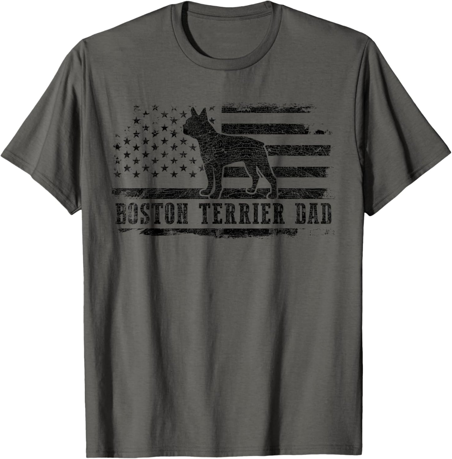 Boston Terrier Dad Distressed American Flag Patriotic Dog T-Shirt