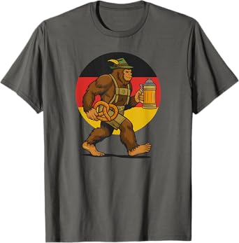 Oktoberfest Sasquatch German Beer Pretzel Funny Bigfoot T-Shirt