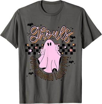 Ghouls just want to have fun, pink, peace sign, halloween T-Shirt