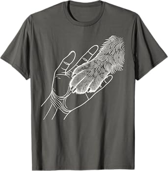 Dog And People Punch Hand Dog Man Friendship Bump Dog's Paw T-Shirt