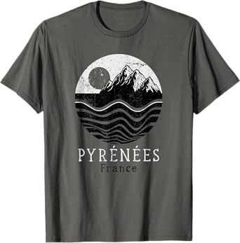 Pyrenees Vintage Mountains Hiking Camping France Retro T-Shirt