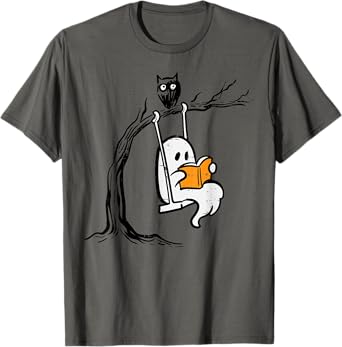 Halloween Ghost Swing Reading Vintage Costume Women Kids Men T-Shirt