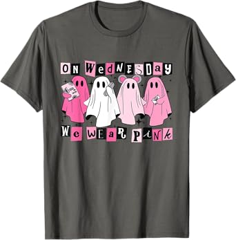 On Wednesday We Wear Cute Pink Ghost Halloween T-Shirt