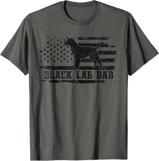 Black Lab Dad Distressed American Flag Patriotic Dog T-Shirt