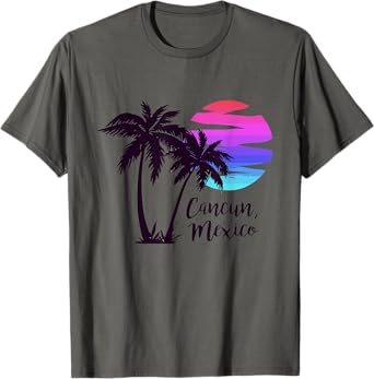 Cancun Mexico Beach Summer Vacation Palm Trees Sunset T-Shirt