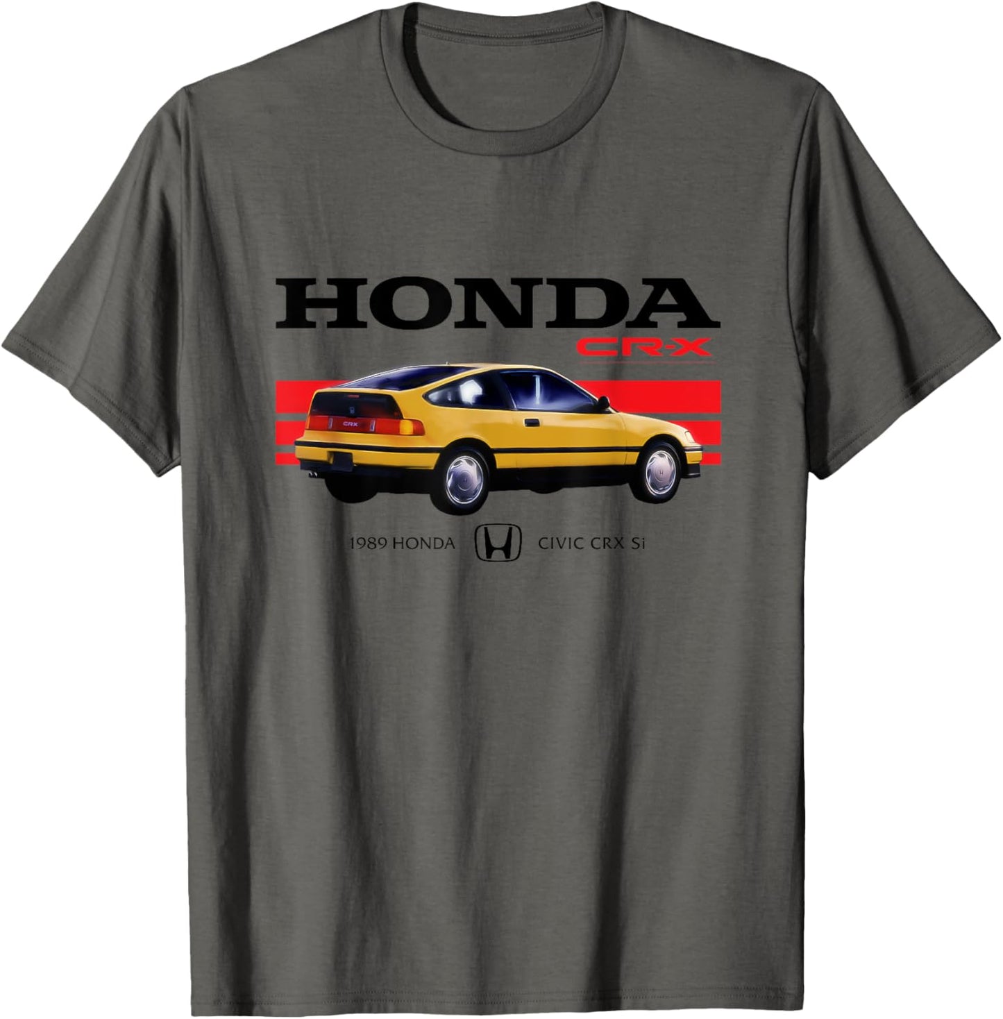 Honda CR-X 1989 Racing Stripe Retro Civic Black Logo T-Shirt