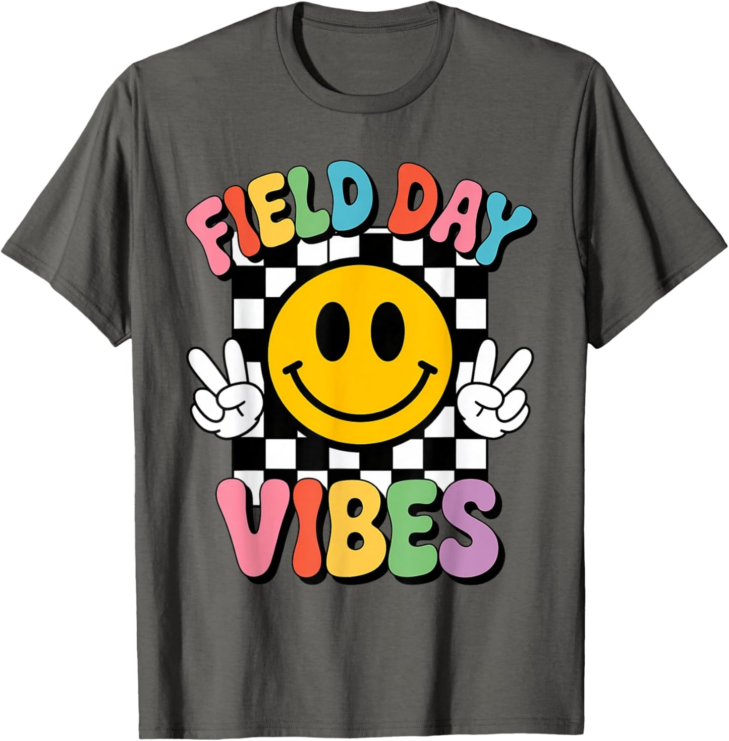 Field Day Vibes Smile Face Retro Graduated School Fun Day T-shirt by TeeBrew