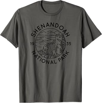 Shenandoah National Park Cool Black Line Art Outdoor Graphic T-Shirt