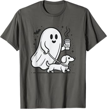 Funny Dachshund Ghost Halloween Spooky Season Weenie Dog T-Shirt