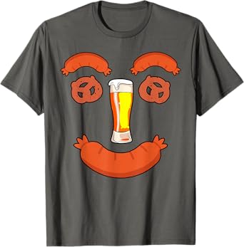 Oktoberfest German Beer Pretzel Sausage Smile Face Costume T-Shirt