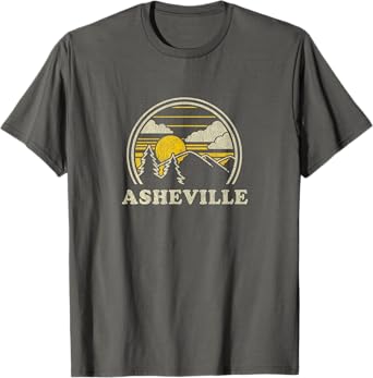 Asheville North Carolina NC T Shirt Vintage Hiking Mountains T-Shirt