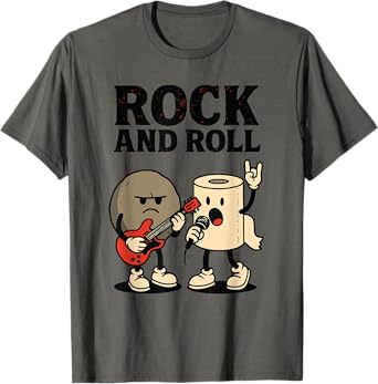Funny Rock and Roll Rock and Toilet Paper Band T-Shirt