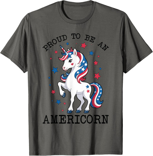 Proud to Be an Americorn Unicorn Mericorn Red White And Blue T-Shirt