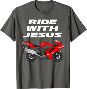 Ride With Jesus, Motorbike Motorcycle Christian Motorcyclist T-Shirt