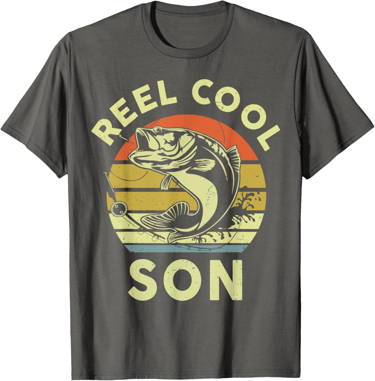Boy Reel Cool Son Retro Youth Father Fisherman Fishing Bass T-Shirt