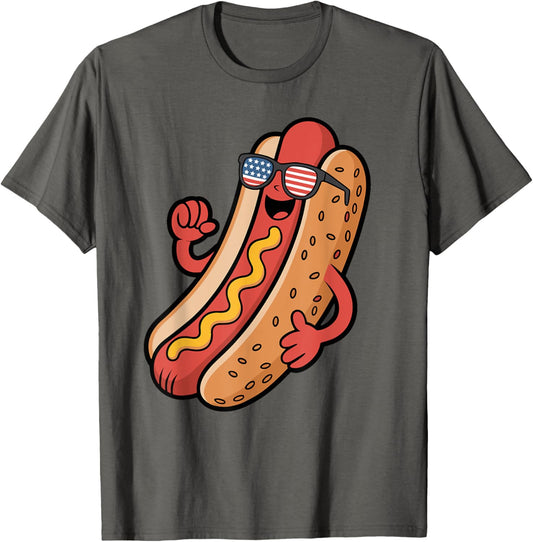 Funny Fourth of July Patriotic USA Flag 4th of July Hotdog T-Shirt