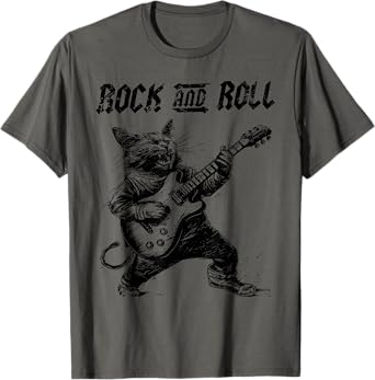 Rock and Roll Guitar Cat Vintage ROCK Guitarist Cat Men Women Girls Kids T-Shirt
