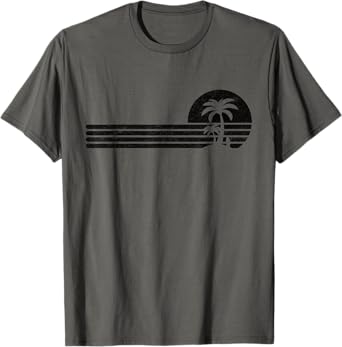 Palm Tree Retro Vintage Tropical Island Beach Vacation Surf T-Shirt for Men Women Kids