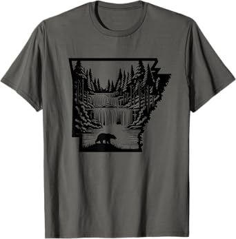 Arkansas map and landscape, hunting, fishing, outdoor lover T-Shirt