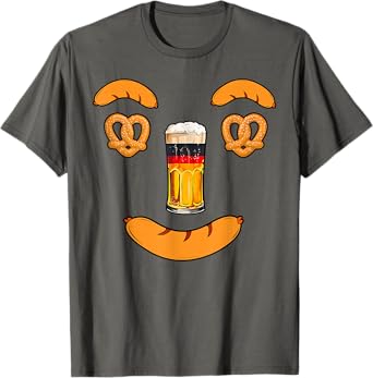 German Beer Pretzel Sausage Smile Face Costume Oktoberfest T-Shirt