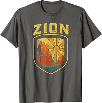 Zion National Park Vintage Badge Retro Distressed 80's T-Shirt