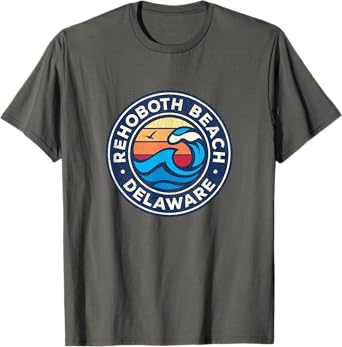 Rehoboth Beach Delaware DE Vintage Nautical Waves Design T-Shirt for Men Women Girls Kids
