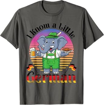 Bavarian Elephant With Beer Schnitzel I Know A Little German T-Shirt