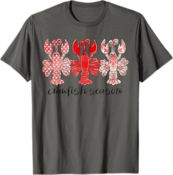 Crawfish Season Crawfish Shirt, Love Crawfish T-Shirt, Unisex-Adults, Grey, Small, Short Sleeve