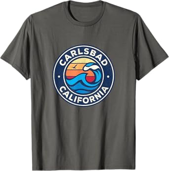 Carlsbad California CA Vintage Nautical Waves Design T-Shirt