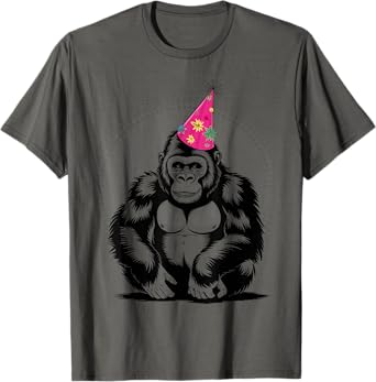 Gorilla Birthday Party Hat Ape Monkey Zoo Animal Gift T-Shirt