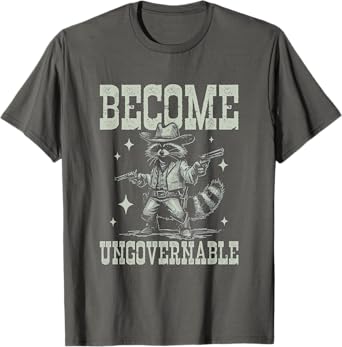 Become Ungovernable Funny Racoon Vintage Cowboy Raccoon T-Shirt