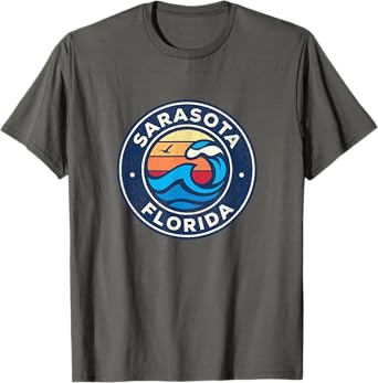 Sarasota Florida FL Vintage Nautical Waves Design T-Shirt