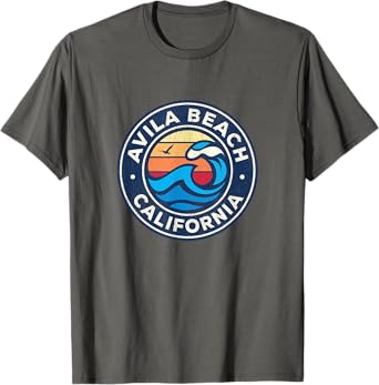 Avila Beach California CA Vintage Nautical Waves Design Men Women Kids T-Shirt
