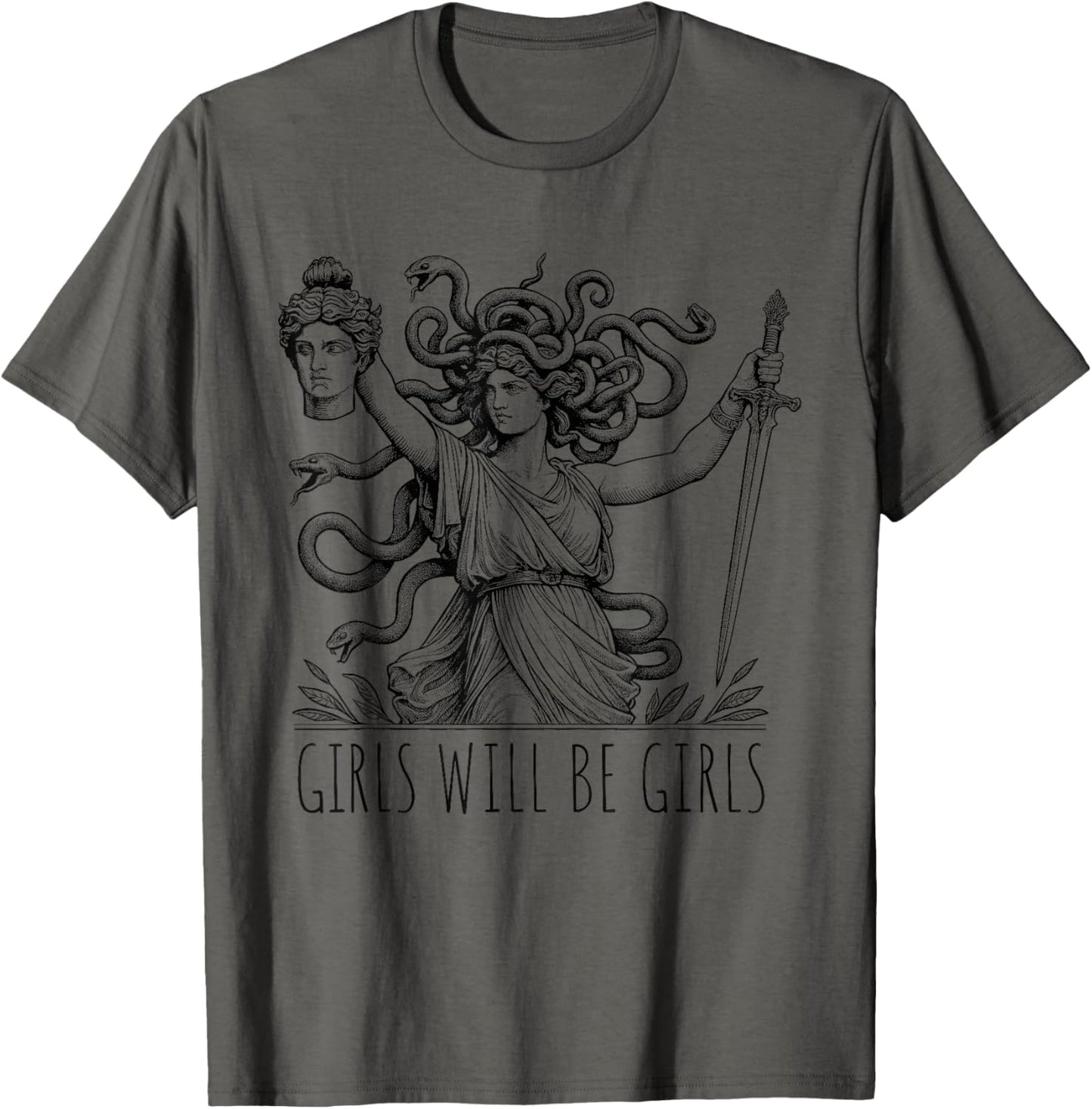 Vintage Girl Will Be Girls Medusa Feminist Women Clothing T-Shirt