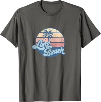 Long Beach California CA T Shirt Vintage 70s Surfer Tee T-Shirt for Men Women Girls Kids