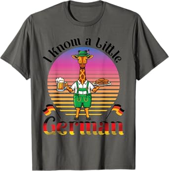 Bavarian Giraffe With Beer Schnitzel I Know A Little German T-Shirt