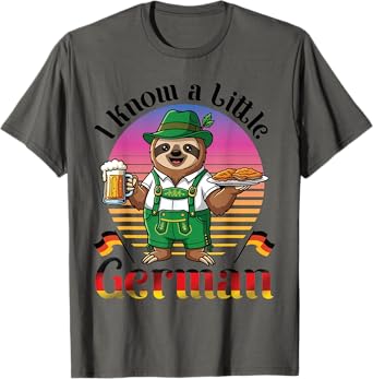 Bavarian Sloth With Beer & Schnitzel I Know A Little German T-Shirt