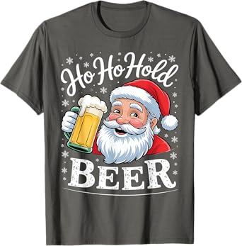 Ho Ho Hold My Beer Christmas Drinking Santa Gifts T-Shirt