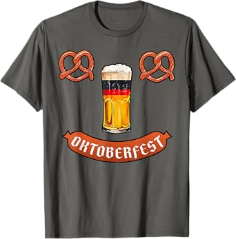 Oktoberfest Beer Pretzel Sausage Smile Face Festival Costume T-Shirt