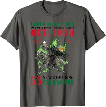 Limited Edition October 1970 Happy 55 Years of Being Awesome T-Shirt