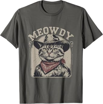 Meowdy Country Music Vintage Funny Western Cowboy Cat T-Shirt