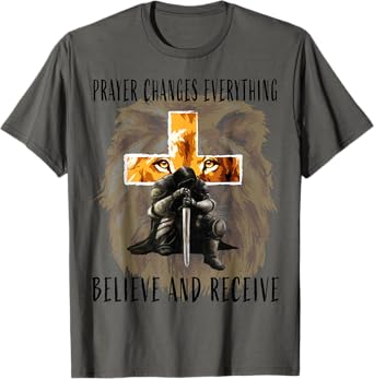 Christian T Shirts Men Prayer Warrior Religious Quotes Faith T-Shirt